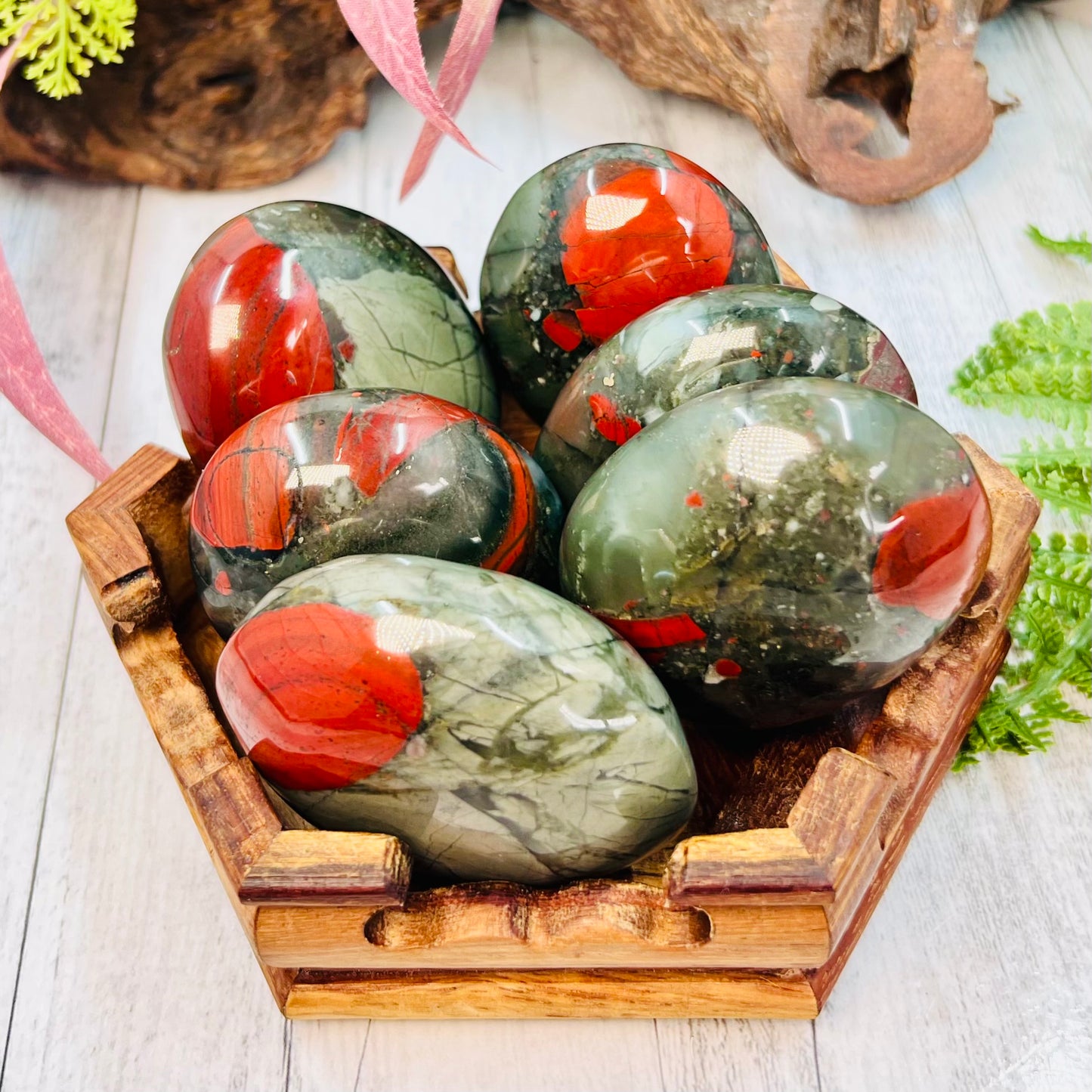 Setonite African Jasper Bloodstone Palm Stone Meditation Crystal Australian Seller