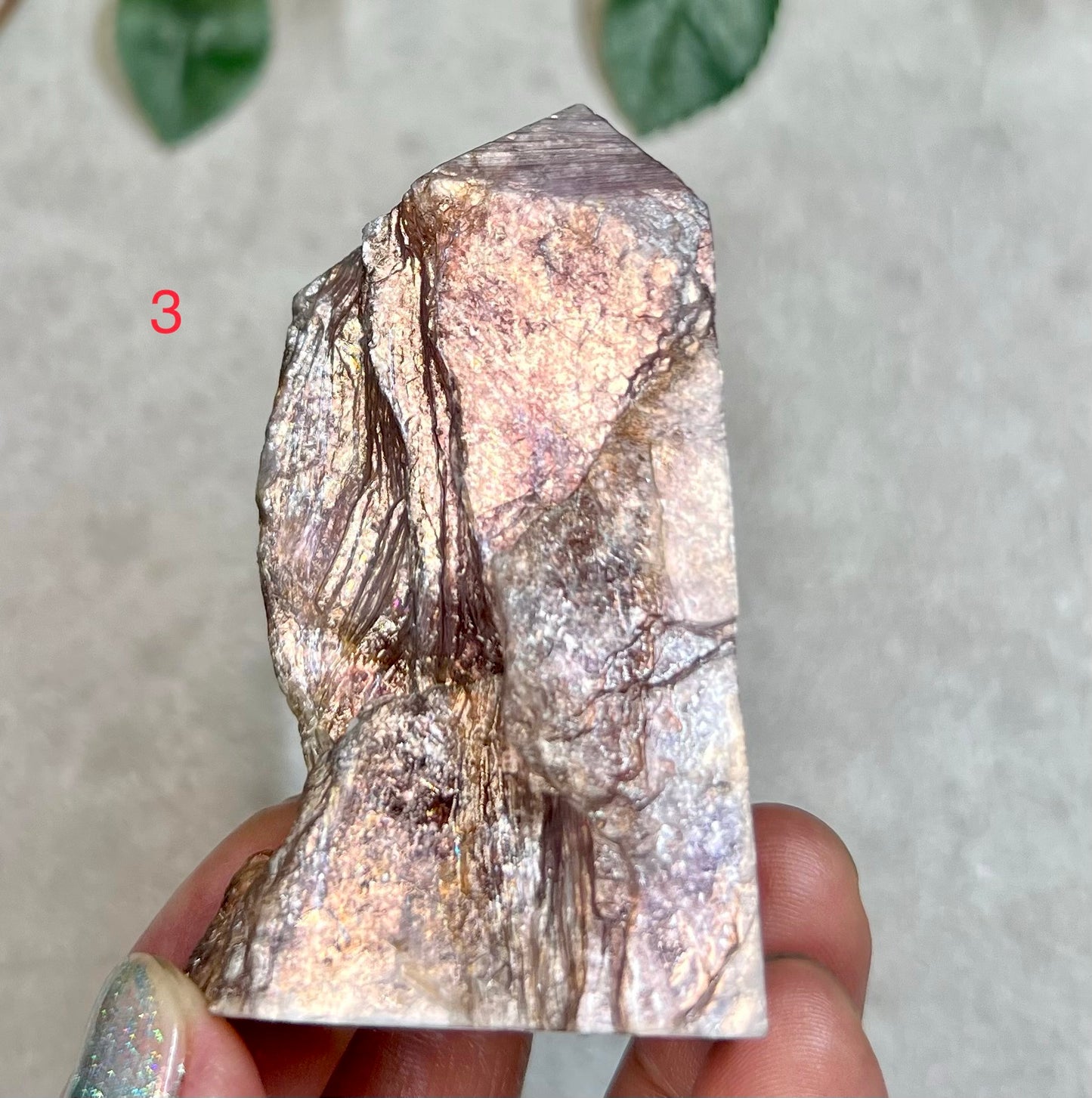 Gem Lepidolite Purple Mica Points Towers Half Polished Half Raw Crystal