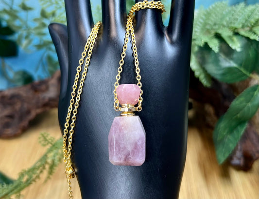 Lavender Rose Quartz Perfume Necklace Wearable Crystal Australian Seller