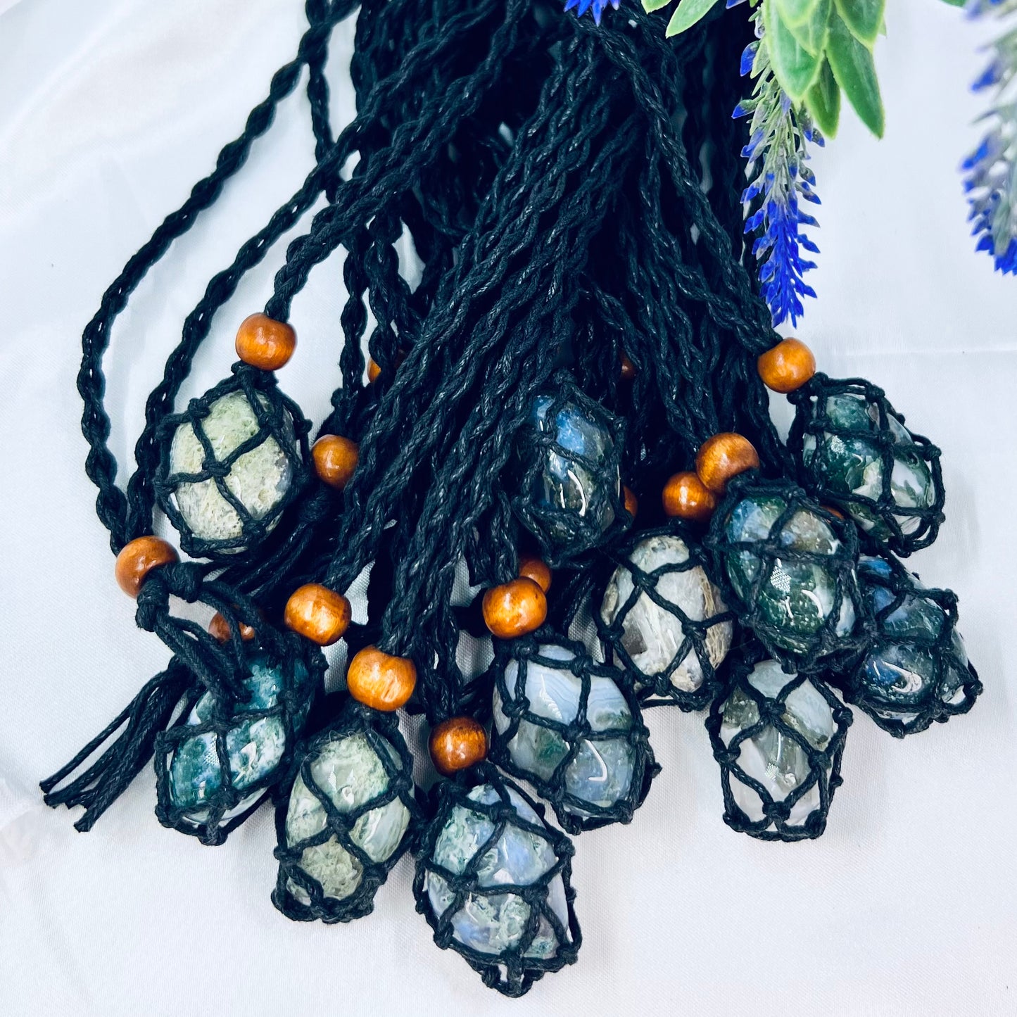 Crystal Macrame Tumbled Stone Necklaces Wearable Crystals