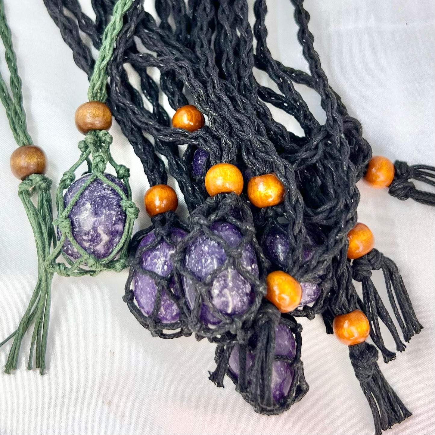 Crystal Macrame Tumbled Stone Necklaces Wearable Crystals