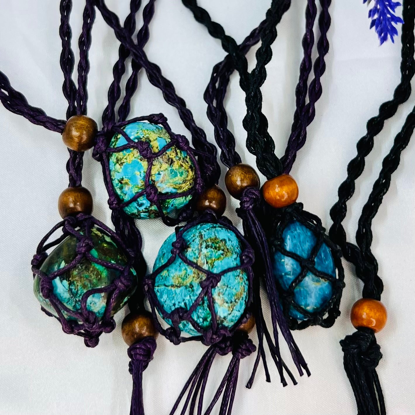 Crystal Macrame Tumbled Stone Necklaces Wearable Crystals