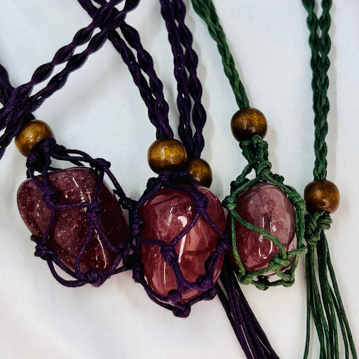 Crystal Macrame Tumbled Stone Necklaces Wearable Crystals