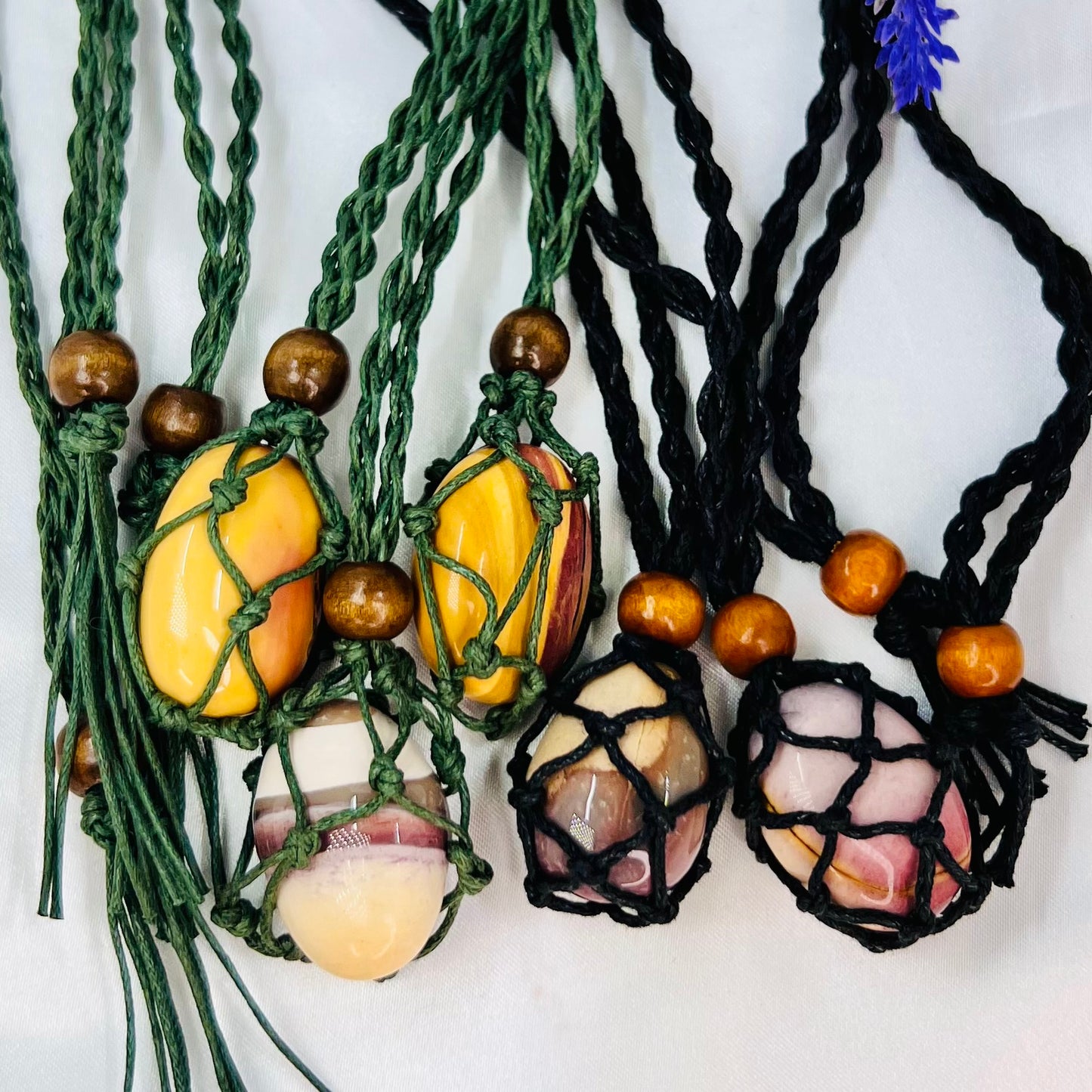 Crystal Macrame Tumbled Stone Necklaces Wearable Crystals