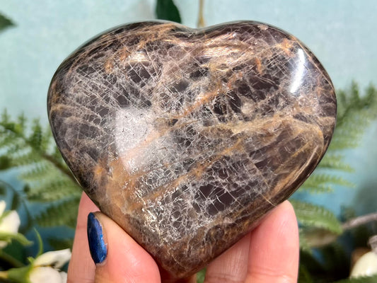 Black Moonstone Heart Healing Crystal Carving 309g