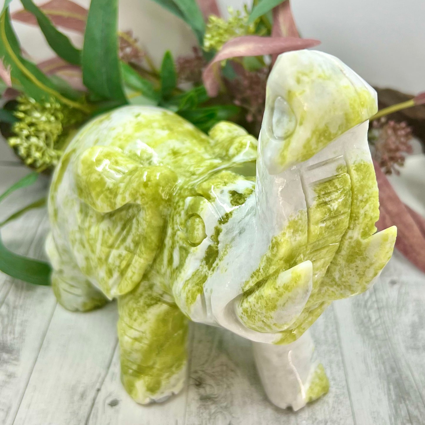 Large Jade Elephant Crystal Carving