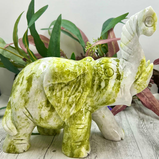 Large Jade Elephant Crystal Carving