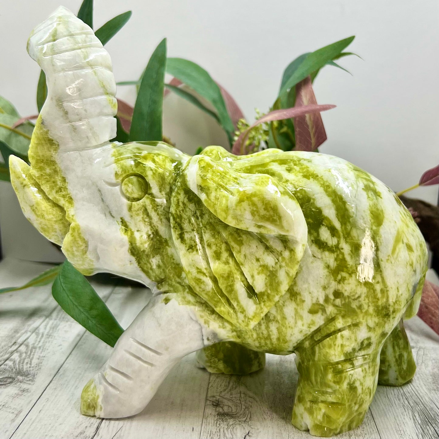 Large Jade Elephant Crystal Carving