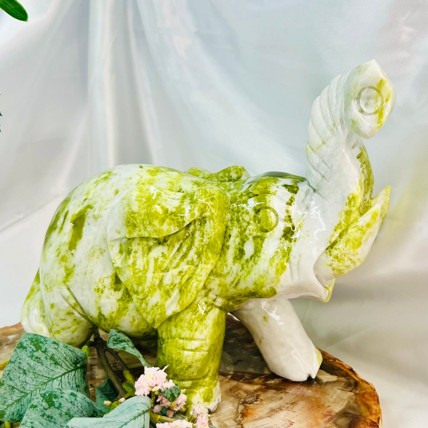 Large Jade Elephant Crystal Carving