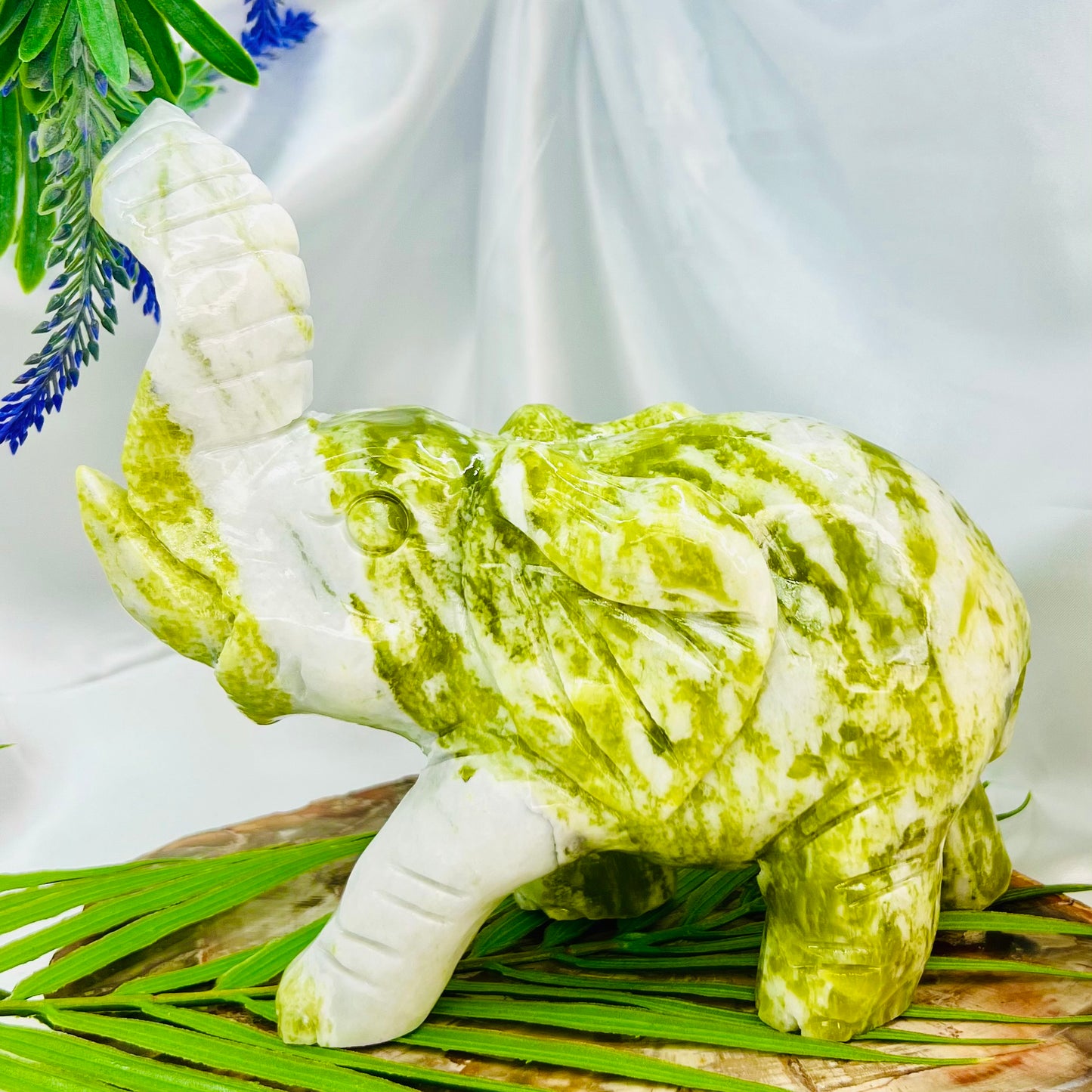 Large Jade Elephant Crystal Carving