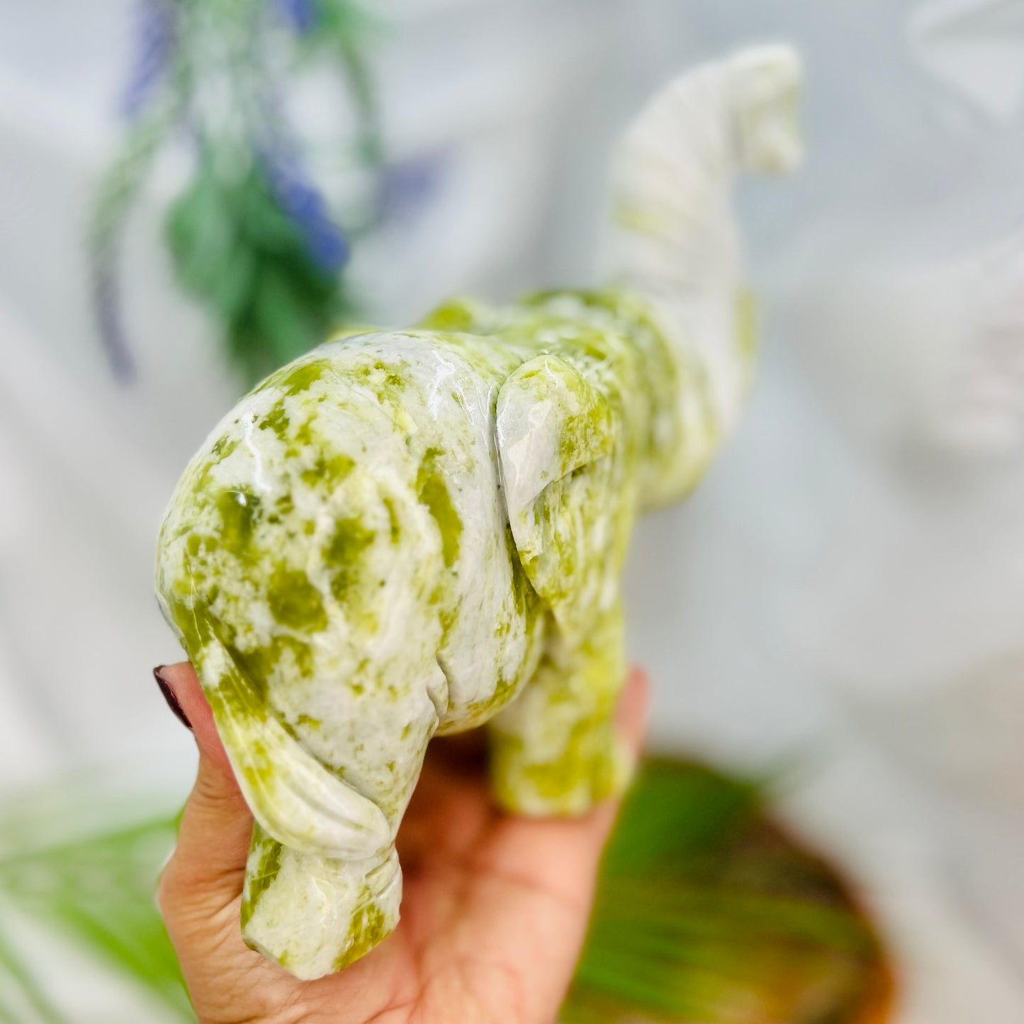 Large Jade Elephant Crystal Carving