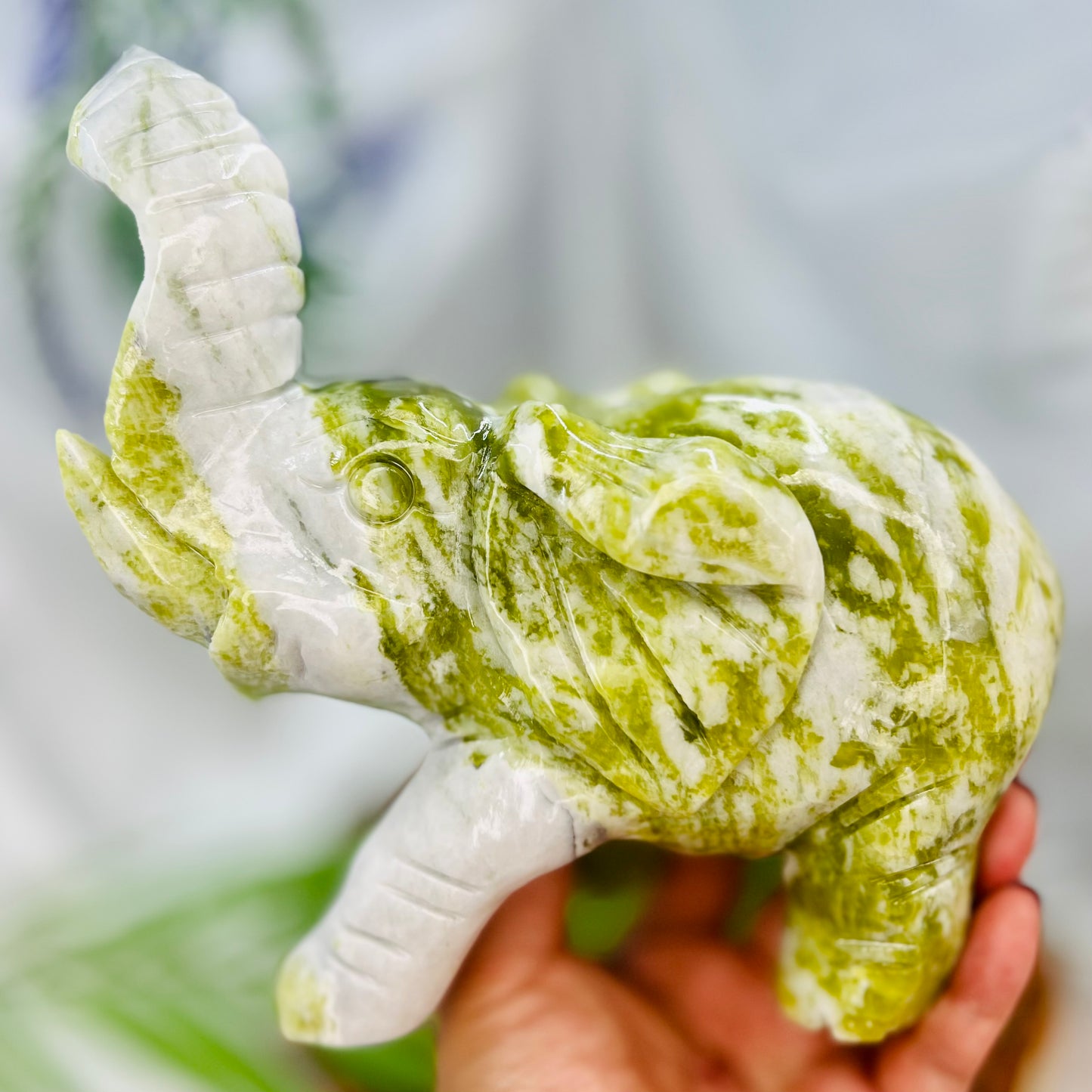 Large Jade Elephant Crystal Carving