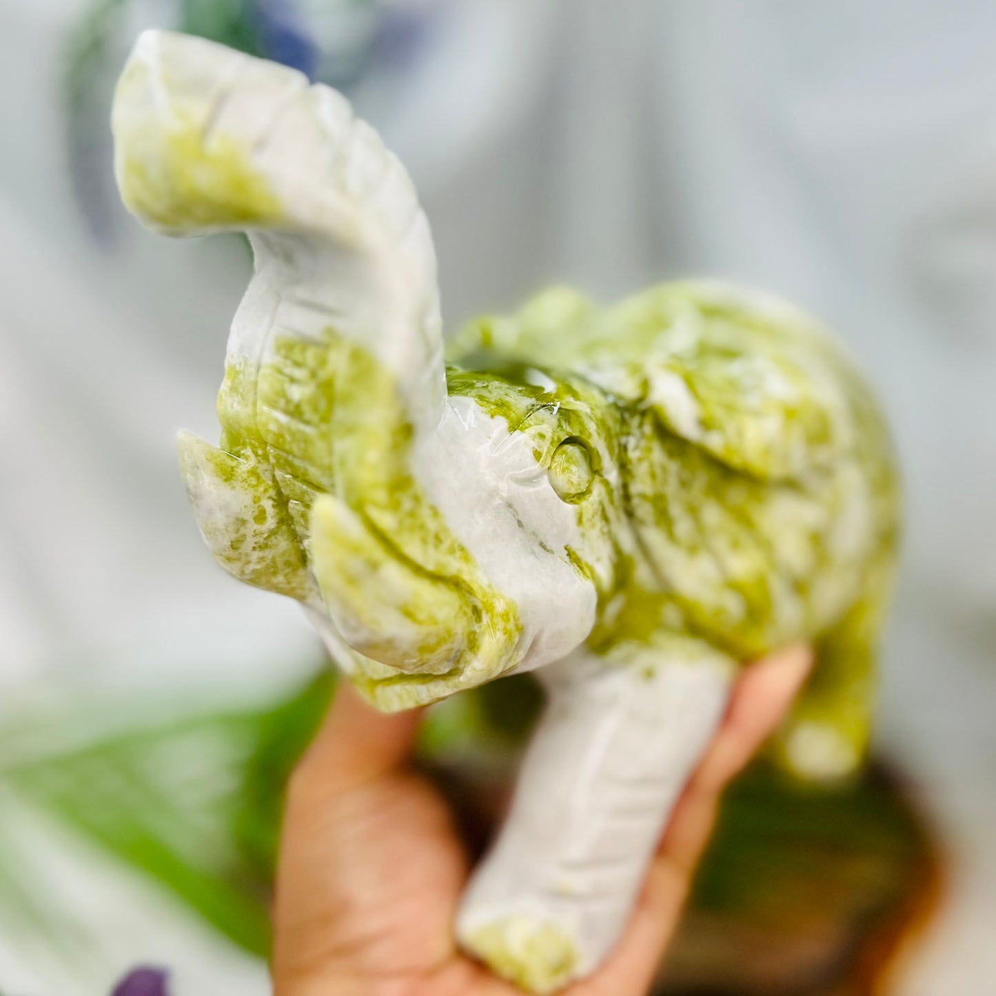 Large Jade Elephant Crystal Carving