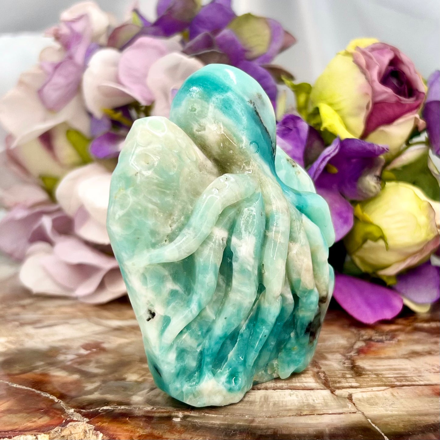 Peruvian Blue Opal Octopus Crystal Carving Australian Seller