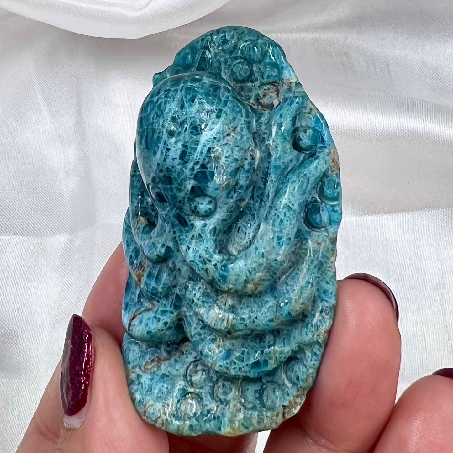 Blue Apatite Octopus Crystal Carving Australian Seller