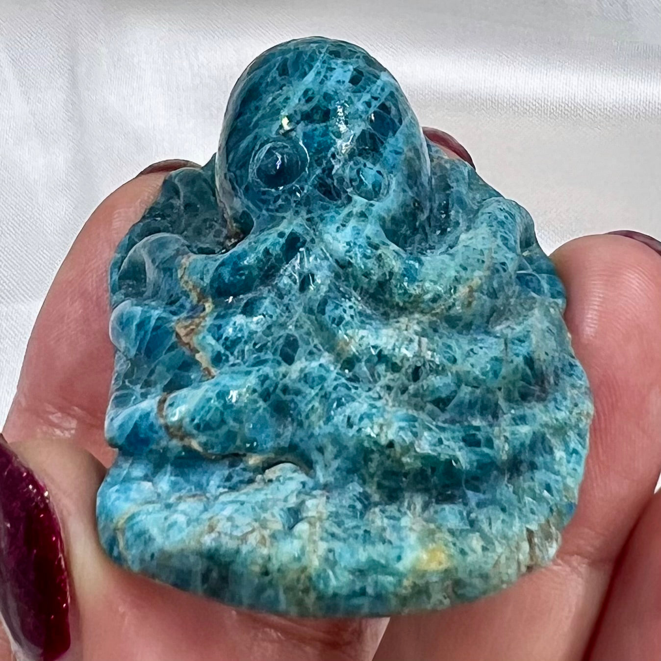 Blue Apatite Octopus Crystal Carving Australian Seller