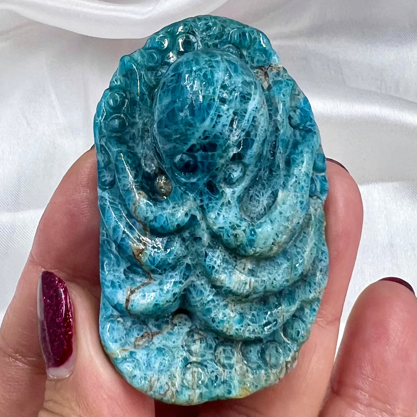 Blue Apatite Octopus Crystal Carving Australian Seller