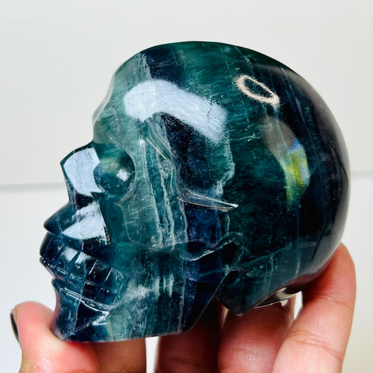 Rainbow Fluorite Skull Crystal Skull Carving Australian Seller