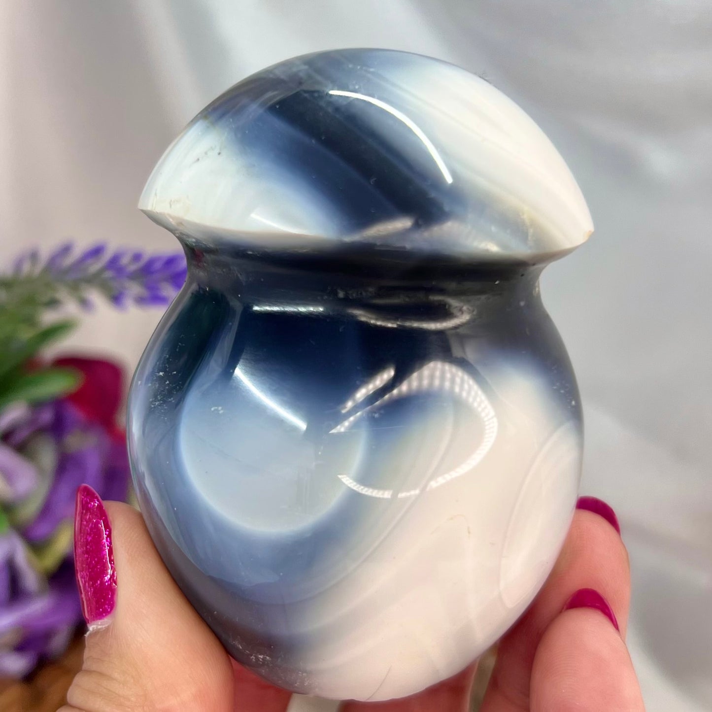 Orca Agate Mushroom Crystal Carving Australian Seller