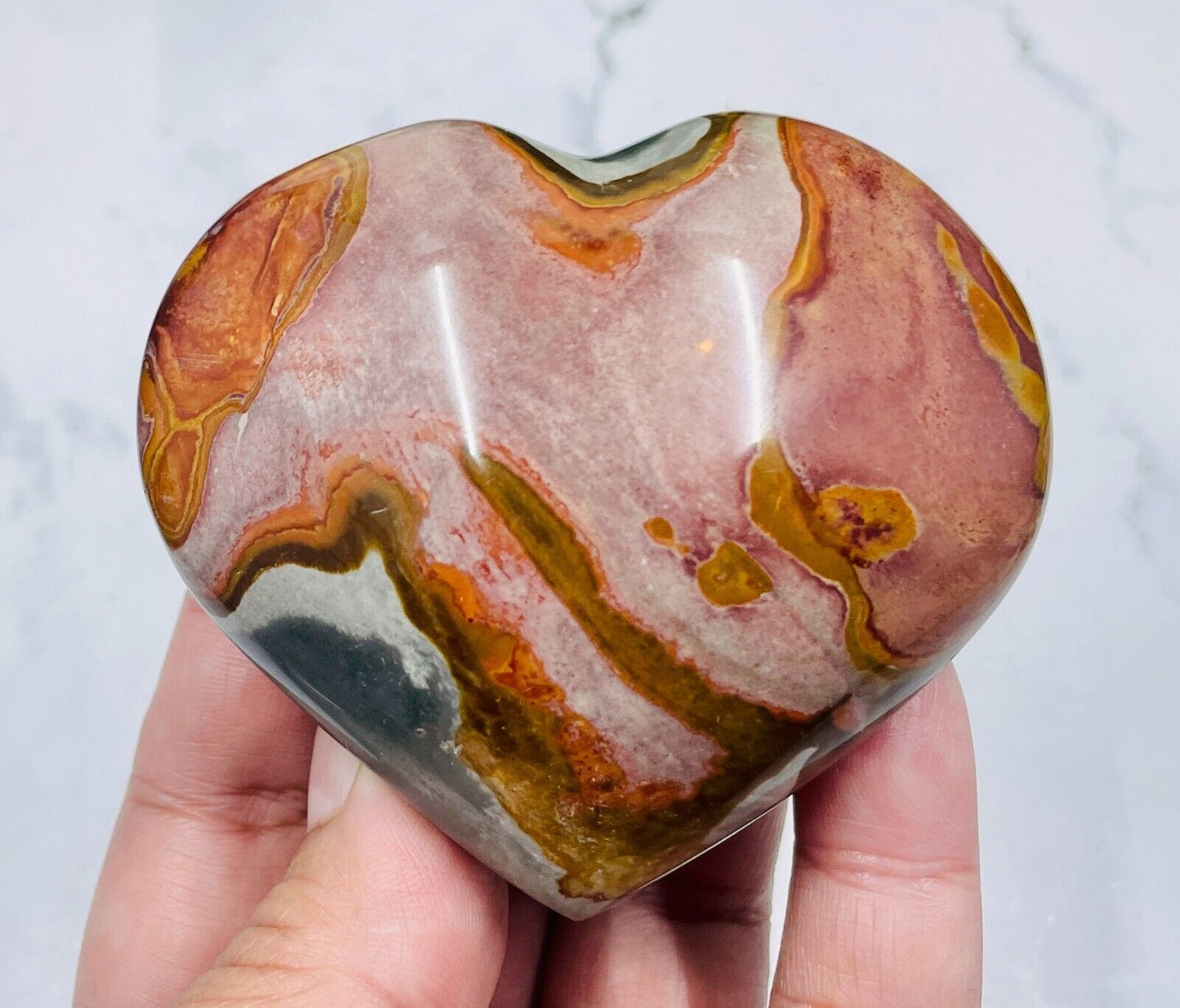 Polychrome Jasper Heart Crystal Carving Australian Seller