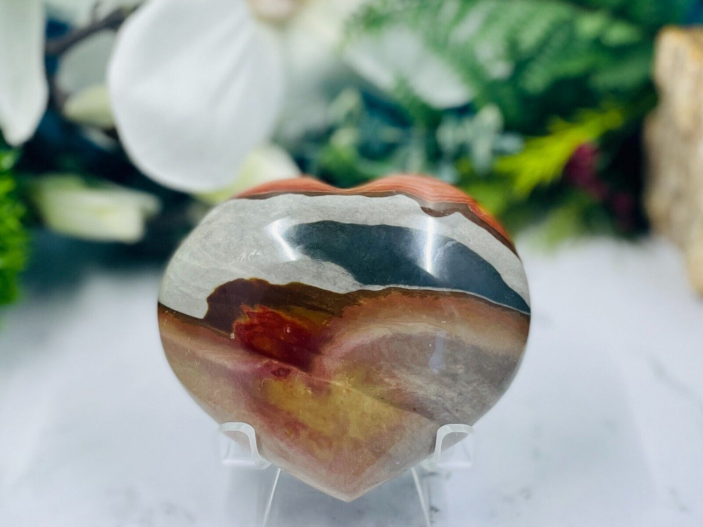 Polychrome Jasper Heart Crystal Carving Australian Seller