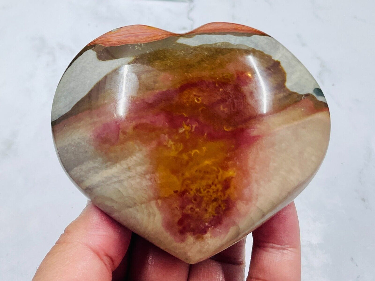 Polychrome Jasper Heart Crystal Carving Australian Seller