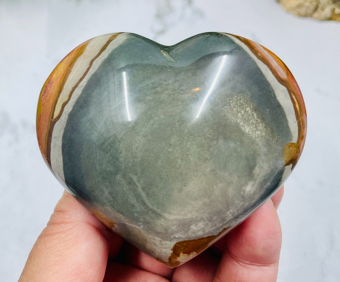 Polychrome Jasper Heart Crystal Carving Australian Seller