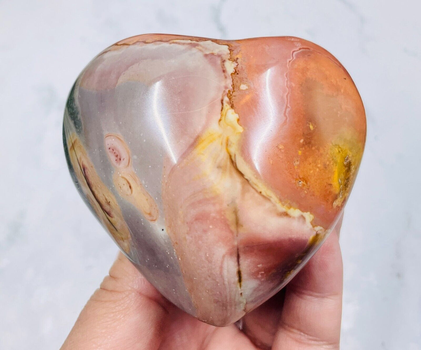 Polychrome Jasper Heart Crystal Carving Australian Seller