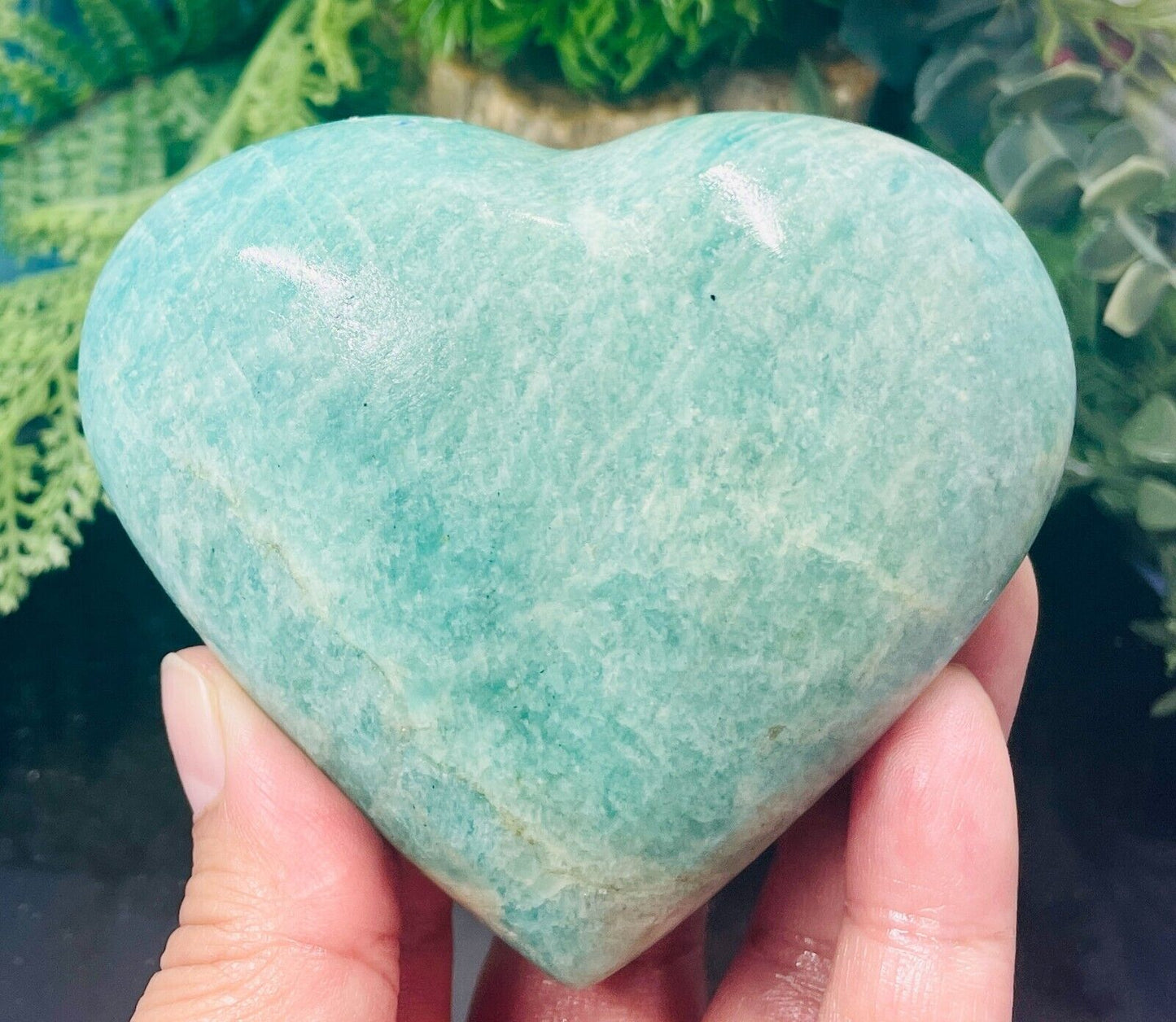 Amazonite Heart Crystal Carving Australian Seller