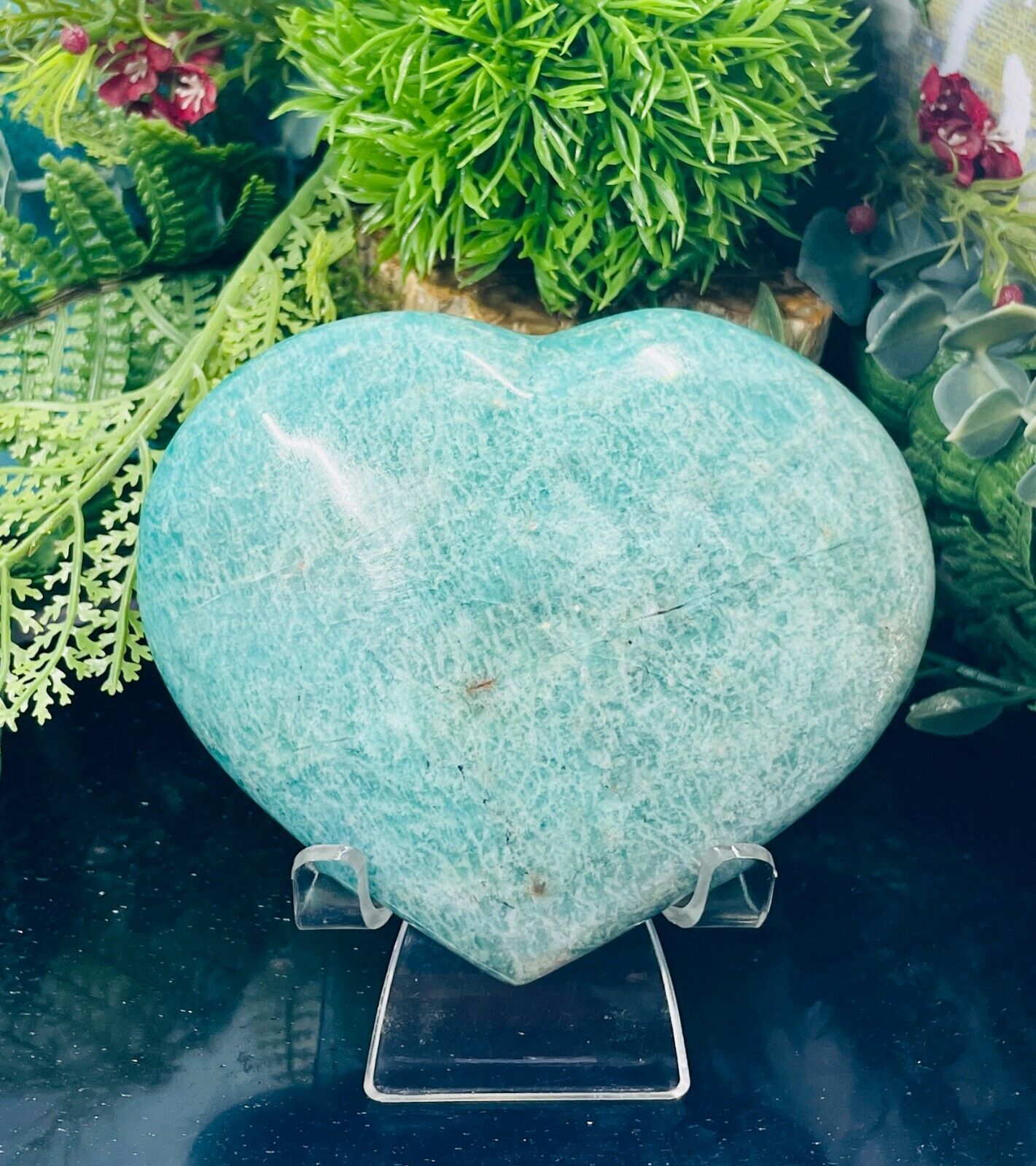 Amazonite Heart Crystal Carving Australian Seller