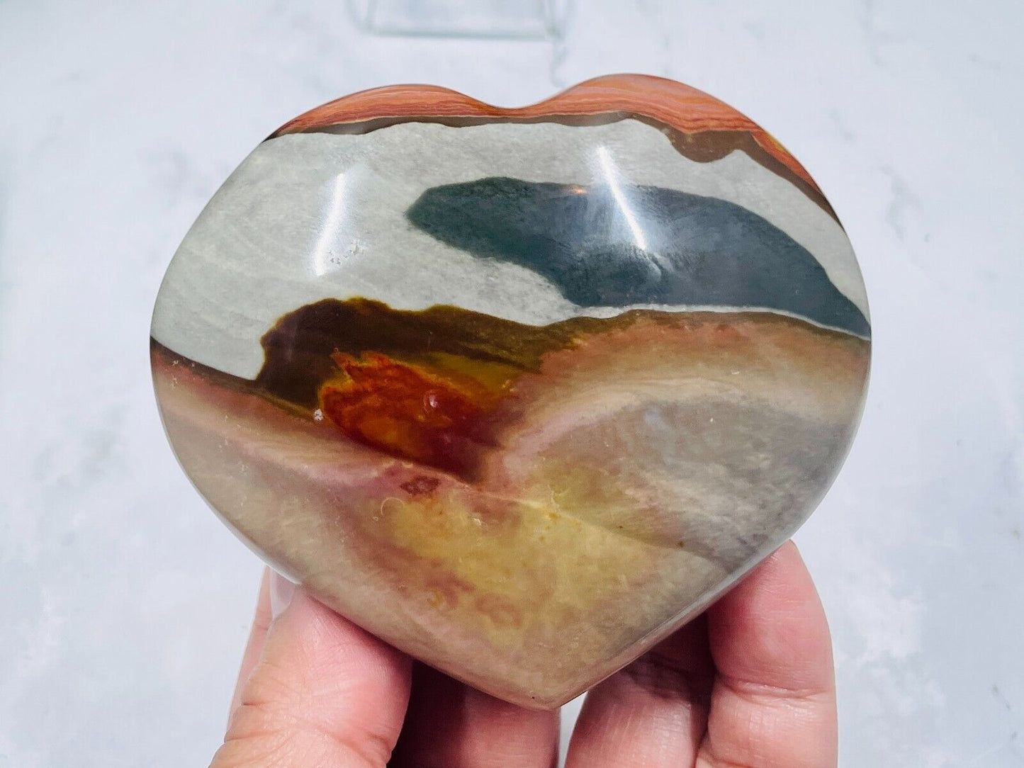 Polychrome Jasper Heart Crystal Carving Australian Seller